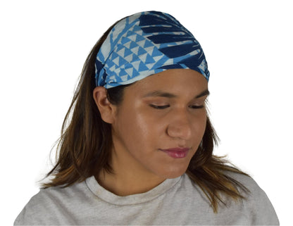 Headband & Scrunchie Set – HB-SCR-4315 – Blue and White Monstera