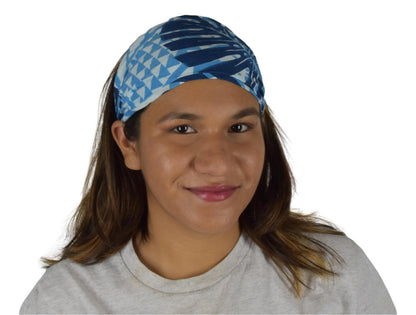 Headband & Scrunchie Set – HB-SCR-4315 – Blue and White Monstera