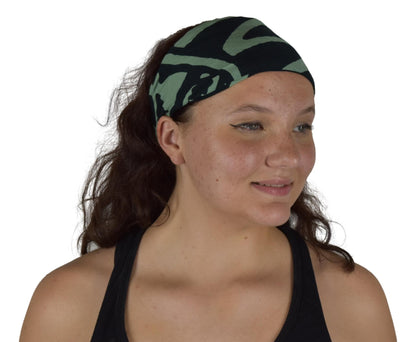 Headband & Scrunchie Set – HB-SCR-4525 – Black and Teal Tribal