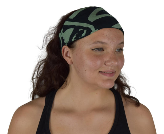 Headband & Scrunchie Set – HB-SCR-4525 – Black and Teal Tribal