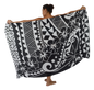 Sarong HWNH-10-F - Tribal Hibiscus Black & White