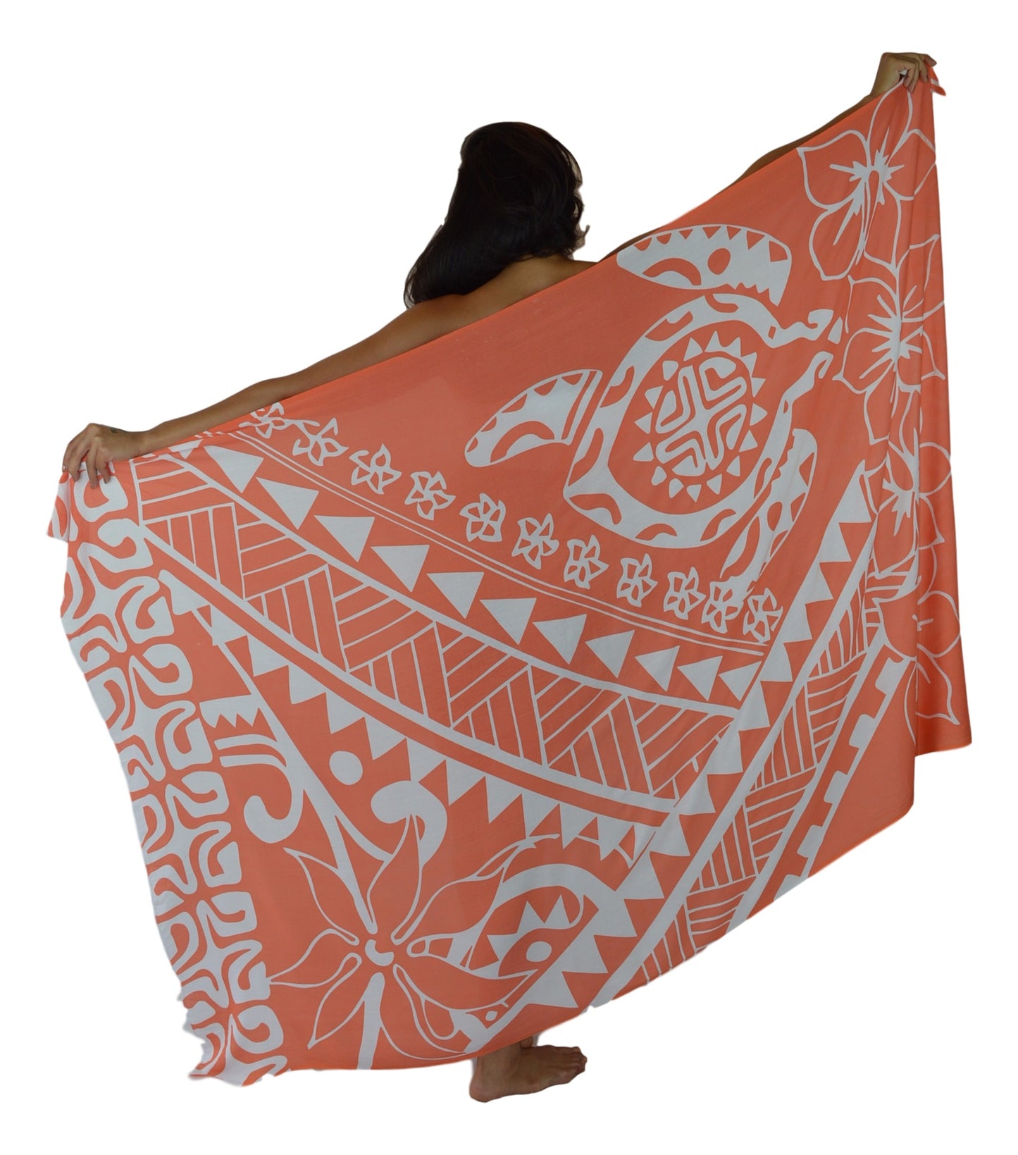 Sarong HWNT-2-F - Tribal Turtle Orange