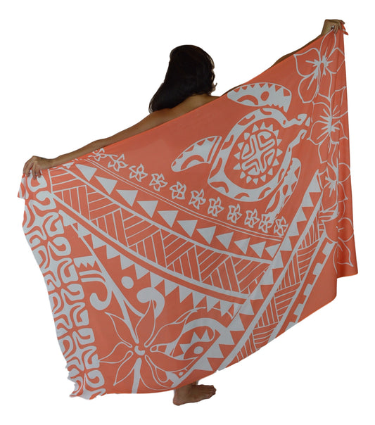 Sarong HWNT-2-F - Tribal Turtle Orange