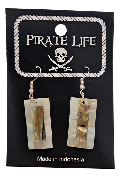 Shell Earrings – JE-AVA- Natural Abalone and LT MOP Mosaic Rectangle