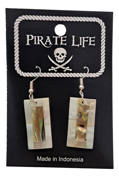Shell Earrings – JE-AVA- Natural Abalone and LT MOP Mosaic Rectangle
