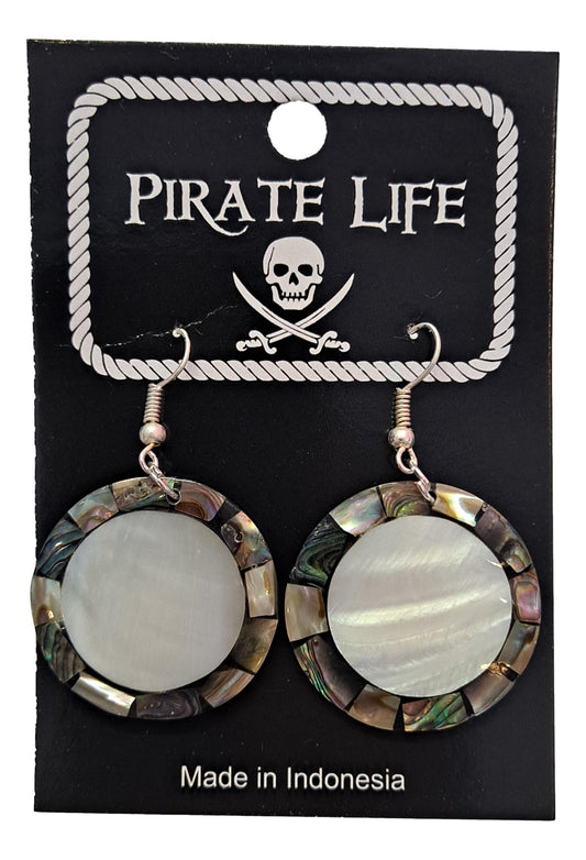 Shell Earrings – JE-EMMA- Natural Abalone and Oyster Round