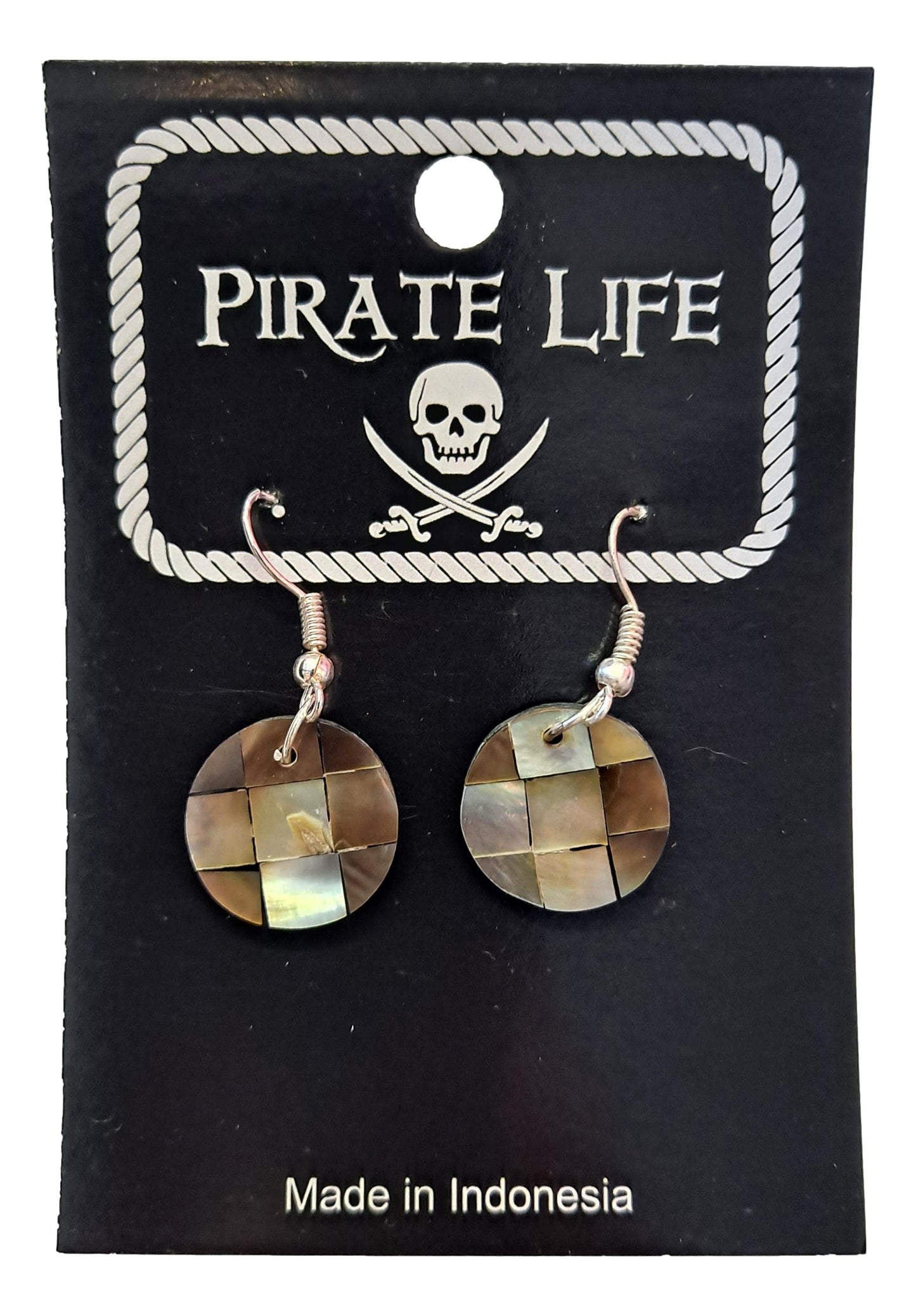 Shell Earrings – JE-NORA- Natural Dark Mother of Pearl Round