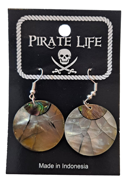 Shell Earrings – JE-SOPHIA- Natural Abalone and Dark Mother of Pearl Round