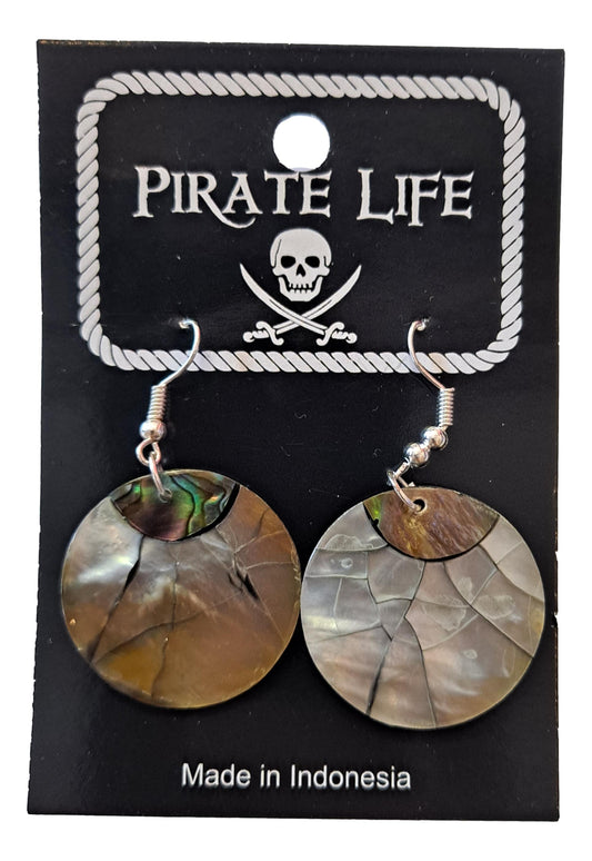 Shell Earrings – JE-SOPHIA- Natural Abalone and Dark Mother of Pearl Round