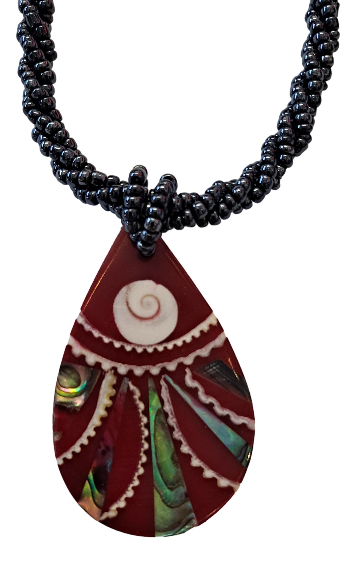 Shell Necklace – JN-RITA - Red Beaded Strand Teardrop Necklace