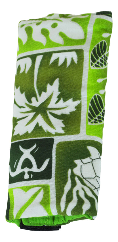 Luggage Handle Wrap – L-4 - Green Tropical Hawaiian Print Luggage Grip