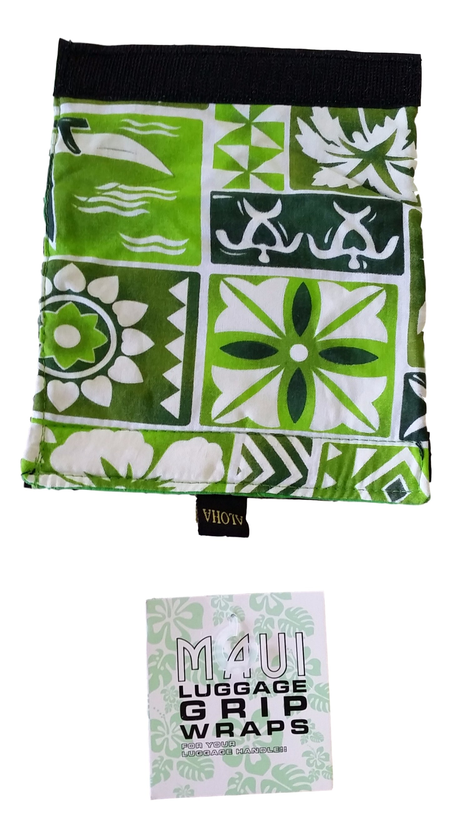 Luggage Handle Wrap – L-4 - Green Tropical Hawaiian Print Luggage Grip