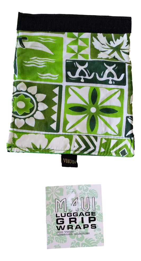 Luggage Handle Wrap – L-4 - Green Tropical Hawaiian Print Luggage Grip