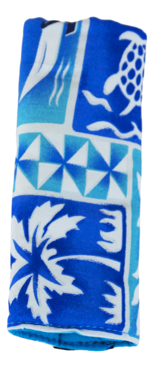 Luggage Handle Wrap – L-6 – Blue Tropical Hawaiian Print Luggage Grip