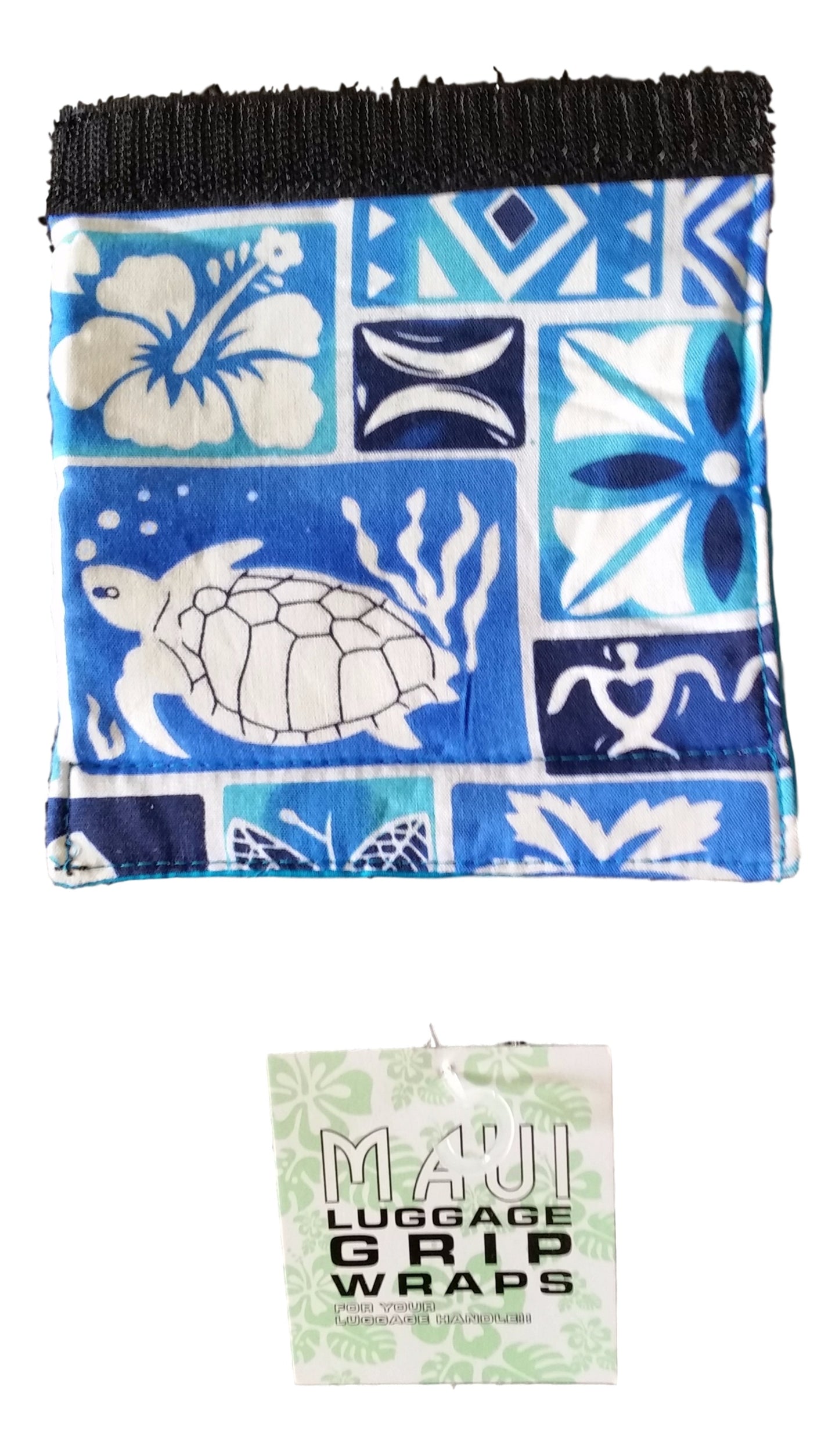Luggage Handle Wrap – L-6 – Blue Tropical Hawaiian Print Luggage Grip