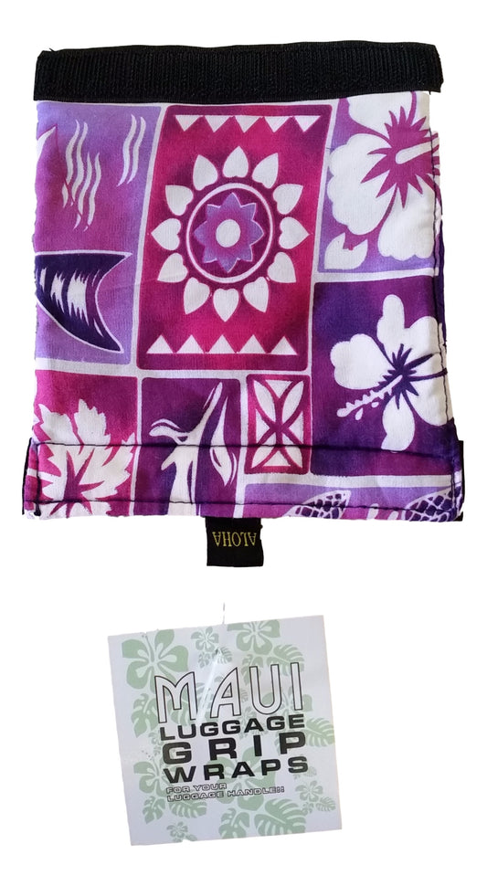 Luggage Handle Wrap – L-7 – Purple Tropical Hawaiian Print Luggage Grip