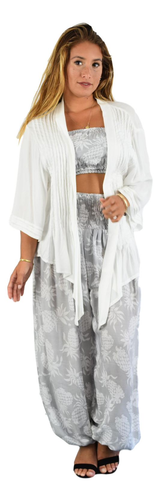 Paia Jacket – PAJ-08 - White Chiffon Rayon Lightweight Resort Jacket