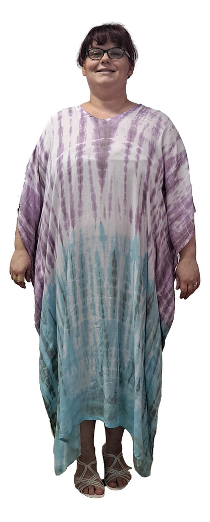 Panama Caftan – PANA-917 – Purple and Blue Tie Dye Lightweight Resort Caftan