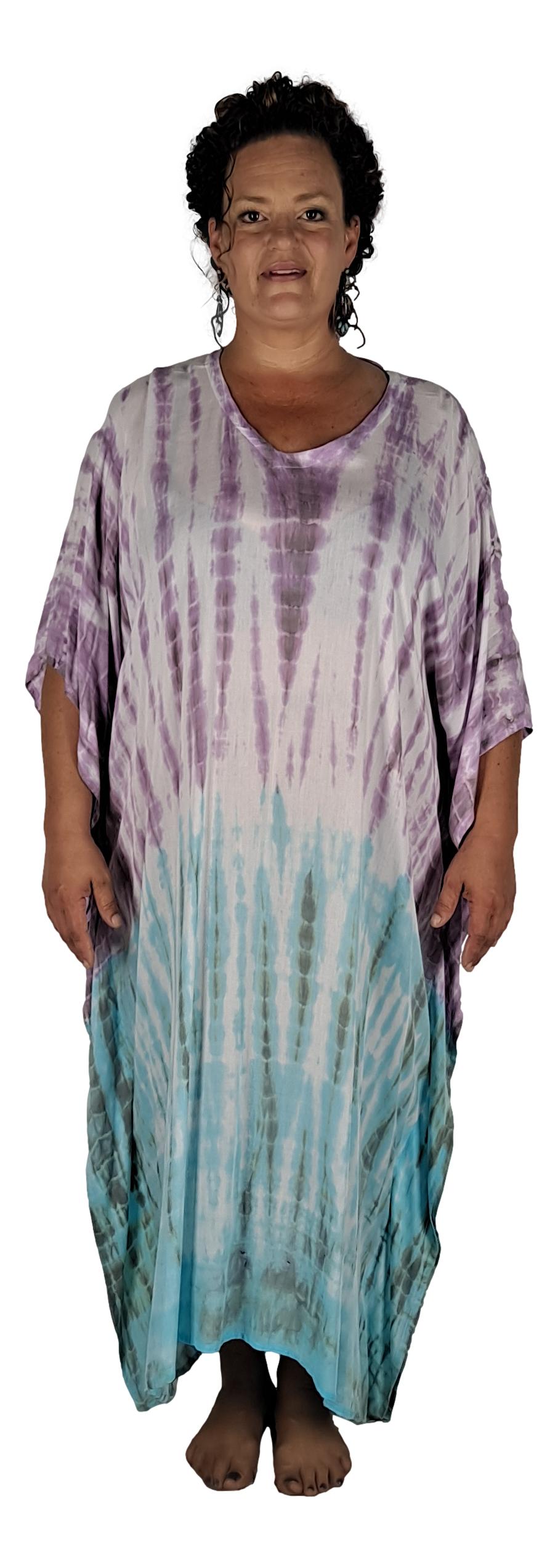 Panama Caftan – PANA-917 – Purple and Blue Tie Dye Lightweight Resort Caftan