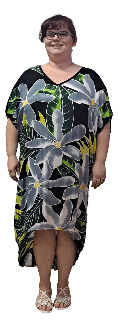 Panama Caftan – PANA2-260– Black, Grey and White Tiare Caftan, High/Low Hem