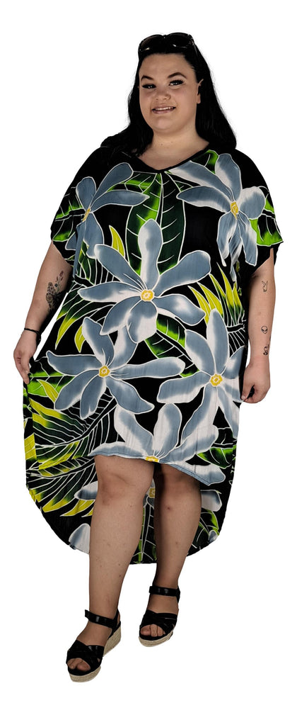 Panama Caftan – PANA2-260– Black, Grey and White Tiare Caftan, High/Low Hem