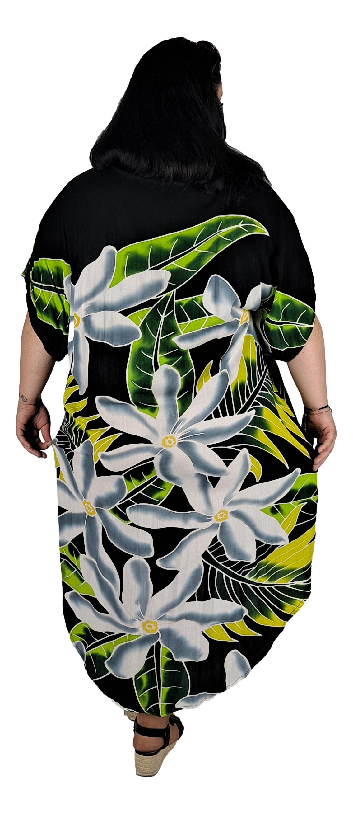 Panama Caftan – PANA2-260– Black, Grey and White Tiare Caftan, High/Low Hem