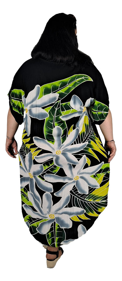 Panama Caftan – PANA2-260– Black, Grey and White Tiare Caftan, High/Low Hem