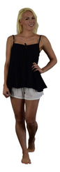 Paia Top - PAT-10 - Black Chiffon Rayon Resort Tank with Tassel Tie