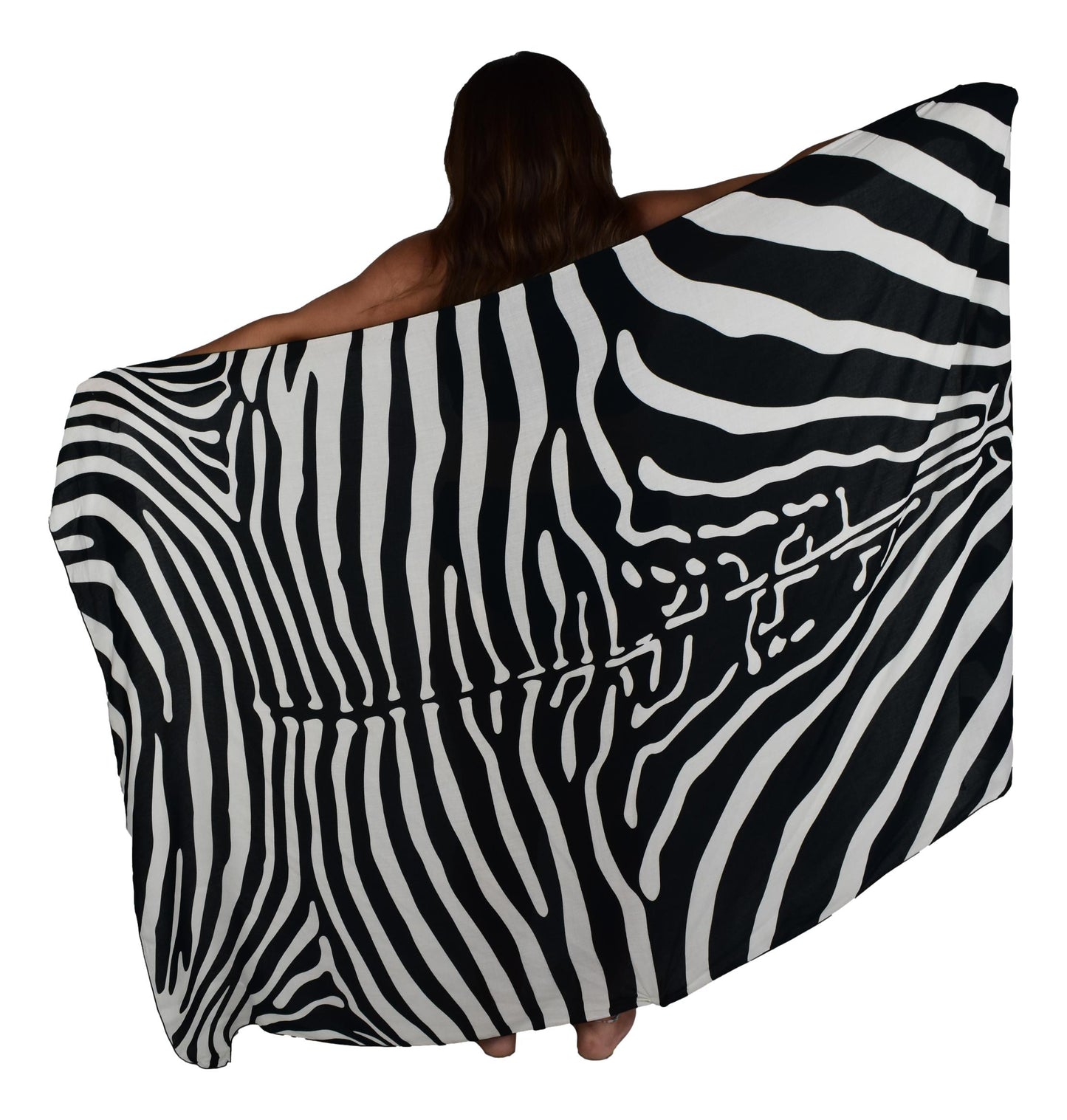 Sarong SAR-3520-F - Animal Print Zebra Black and White