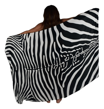 Sarong SAR-3520-F - Animal Print Zebra Black and White