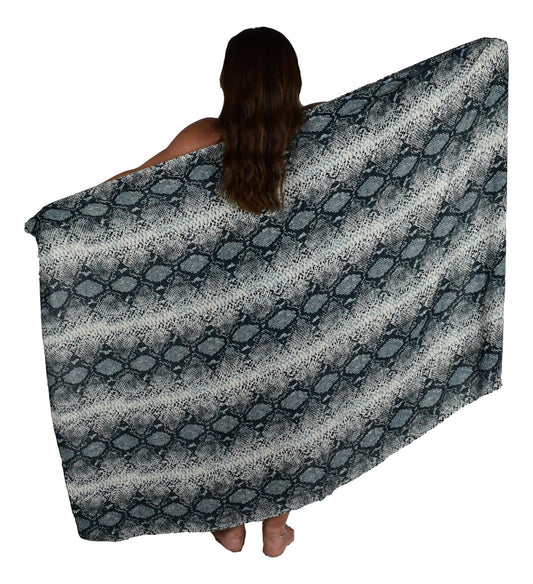 Sarong SAR-3530-F - Animal Print Snake Skin Gray