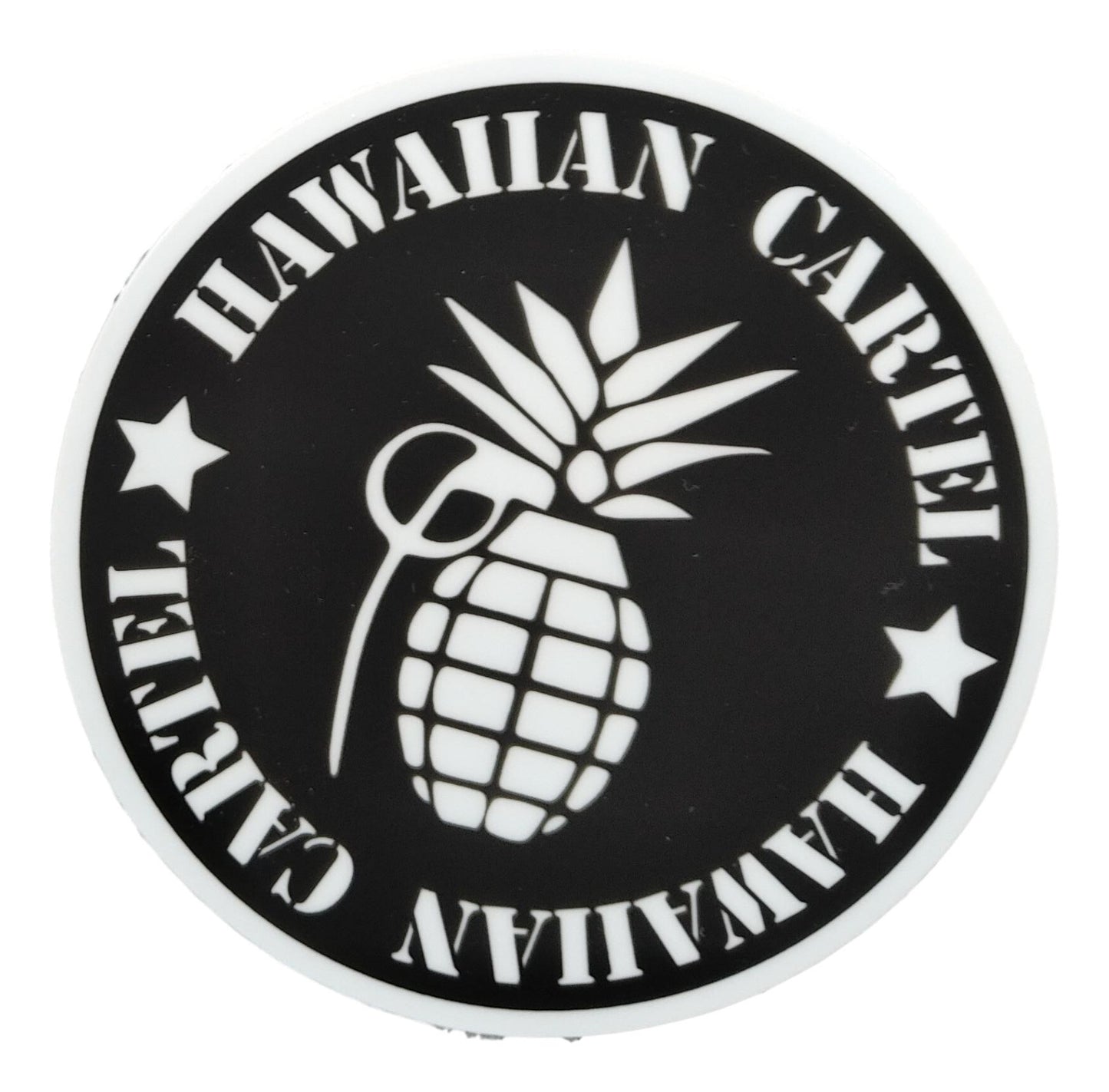 Sticker - SC-HCLBW-4 - Hawaiian Cartel Logo - Black and white - 4 inch circle