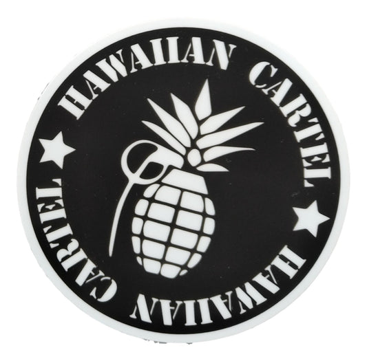 Sticker - SC-HCLBW-4 - Hawaiian Cartel Logo - Black and white - 4 inch circle