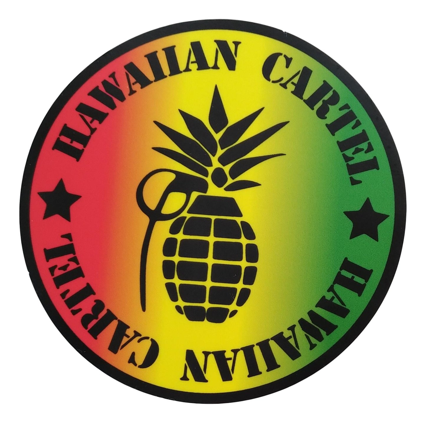Sticker - SC-HCLRSTA-4 -  Hawaiian Cartel Logo - Rasta - 4 inch circle
