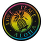 Sticker - SC-LPBLKSHV-4 - Love Peace Aloha, Black Rainbow - 4 inch