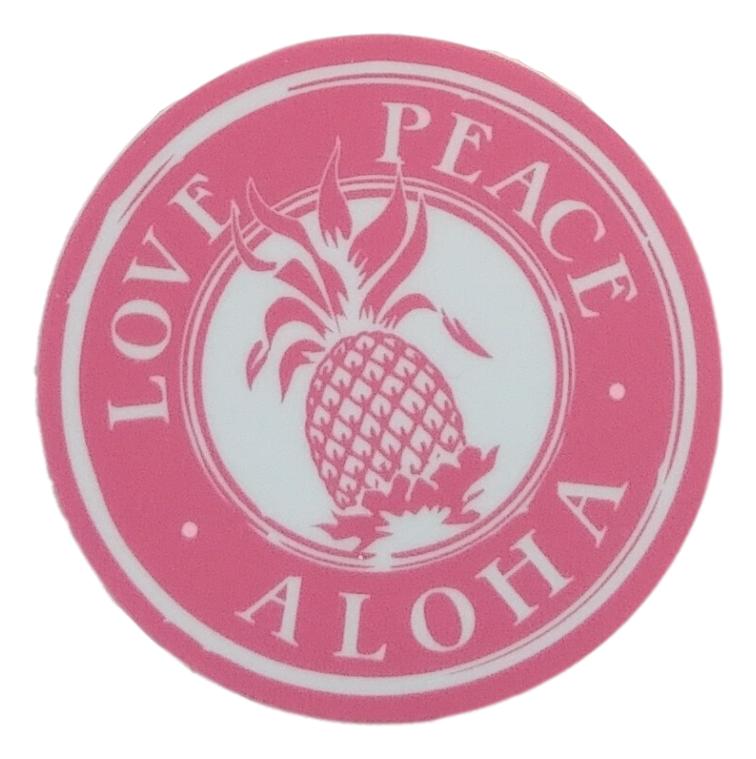 Sticker - SC-LPPK-2 - Love Peace Aloha, Pink, 2 inch