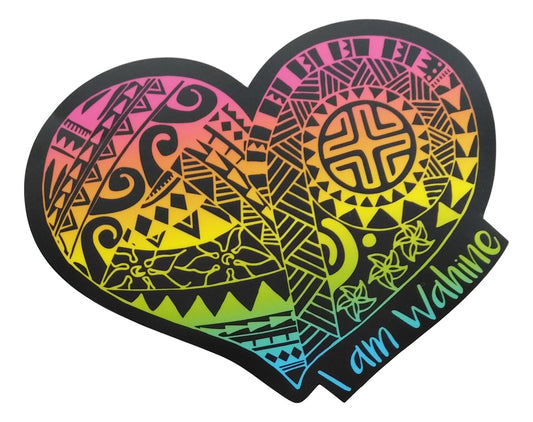 Sticker - SH-IAMRSTA-6 - I am Wahine - Black Rainbow - 6 inch