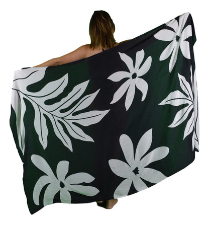 Sarong TL-10-F - Tiare Flower Black & White