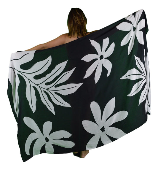 Sarong TL-10-F - Tiare Flower Black & White