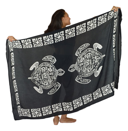 Sarong TTL-10-F - Turtle With Border in Black