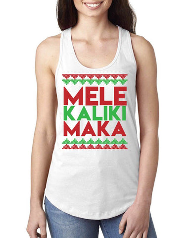 MELE KALIKIMAKA - WOMENS TANK - WHITE